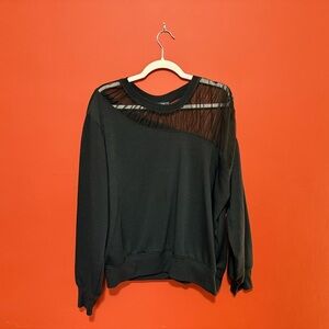 Maeve Black Asymmetrical Long Sleeve Sweatshirt